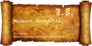 Nyemecz Borbála névjegykártya